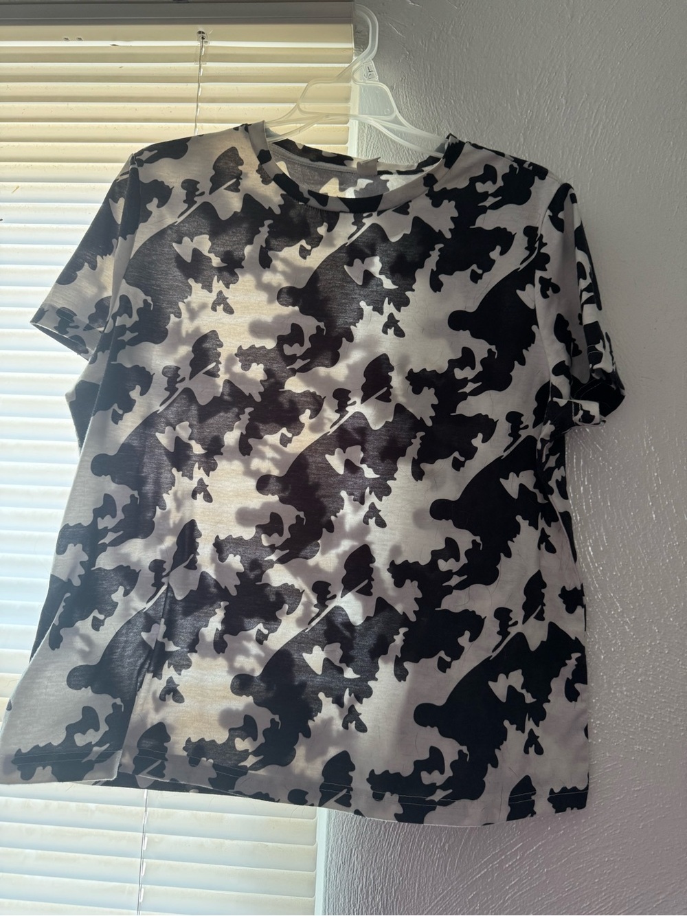 Black & White Cow Print Crew Neck Shirt